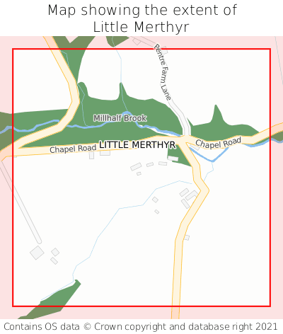 Map showing extent of Little Merthyr as bounding box