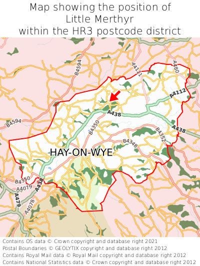 Map showing location of Little Merthyr within HR3