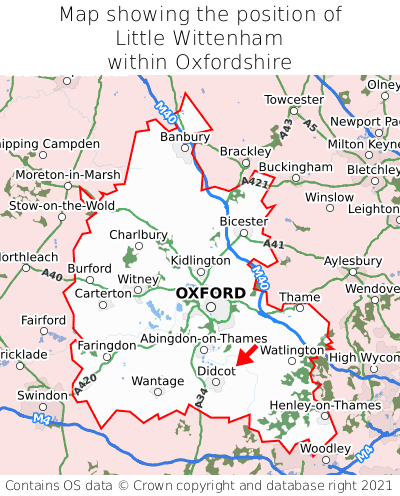 Map showing location of Little Wittenham within Oxfordshire