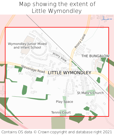 Map showing extent of Little Wymondley as bounding box