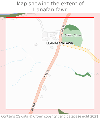 Map showing extent of Llanafan-fawr as bounding box