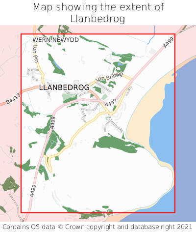 Map showing extent of Llanbedrog as bounding box