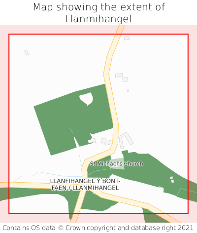 Map showing extent of Llanmihangel as bounding box