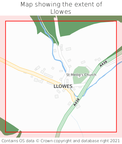 Map showing extent of Llowes as bounding box