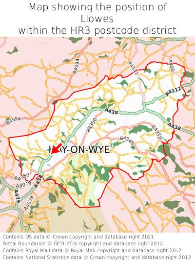 Map showing location of Llowes within HR3