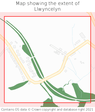 Map showing extent of Llwyncelyn as bounding box