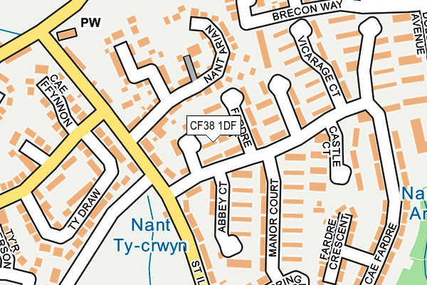 CF38 1DF map - OS OpenMap – Local (Ordnance Survey) CF38 1DF map - OS OpenMap – Local (Ordnance Survey)