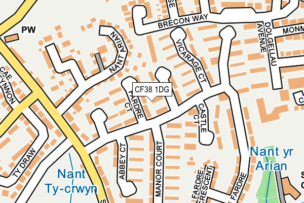 CF38 1DG map - OS OpenMap – Local (Ordnance Survey) CF38 1DG map - OS OpenMap – Local (Ordnance Survey)