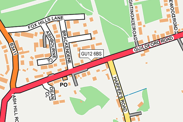GU12 6BS map - OS OpenMap – Local (Ordnance Survey) GU12 6BS map - OS OpenMap – Local (Ordnance Survey)