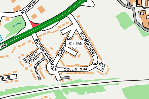 LS14 6AN map - OS OpenMap – Local (Ordnance Survey) LS14 6AN map - OS OpenMap – Local (Ordnance Survey)
