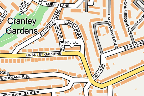 N10 3AL map - OS OpenMap – Local (Ordnance Survey) N10 3AL map - OS OpenMap – Local (Ordnance Survey)