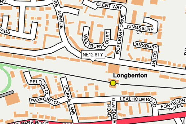 NE12 8TY map - OS OpenMap – Local (Ordnance Survey) NE12 8TY map - OS OpenMap – Local (Ordnance Survey)