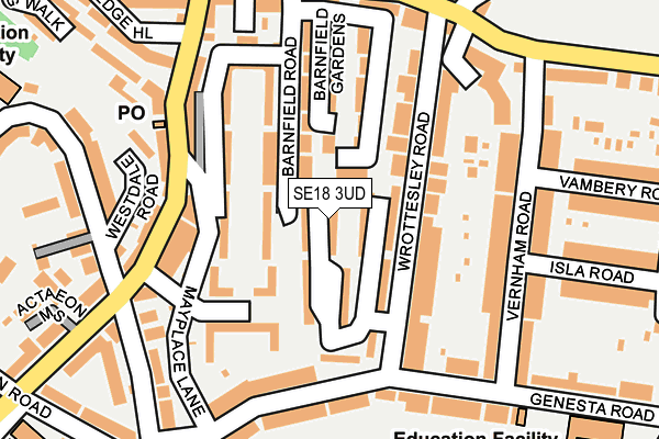 SE18 3UD map - OS OpenMap – Local (Ordnance Survey) SE18 3UD map - OS OpenMap – Local (Ordnance Survey)