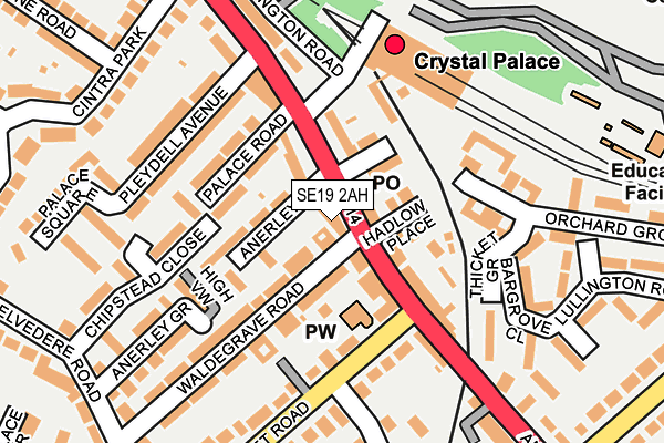 SE19 2AH map - OS OpenMap – Local (Ordnance Survey) SE19 2AH map - OS OpenMap – Local (Ordnance Survey)