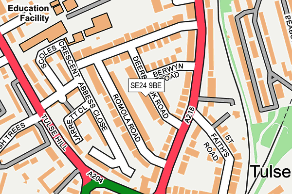 SE24 9BE map - OS OpenMap – Local (Ordnance Survey) SE24 9BE map - OS OpenMap – Local (Ordnance Survey)