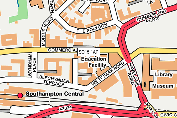 SO15 1AP map - OS OpenMap – Local (Ordnance Survey) SO15 1AP map - OS OpenMap – Local (Ordnance Survey)