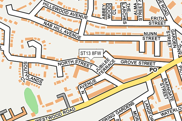 ST13 8FW map - OS OpenMap – Local (Ordnance Survey) ST13 8FW map - OS OpenMap – Local (Ordnance Survey)