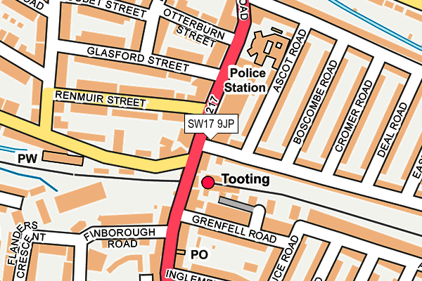 SW17 9JP map - OS OpenMap – Local (Ordnance Survey) SW17 9JP map - OS OpenMap – Local (Ordnance Survey)