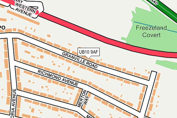 UB10 9AF map - OS OpenMap – Local (Ordnance Survey) UB10 9AF map - OS OpenMap – Local (Ordnance Survey)