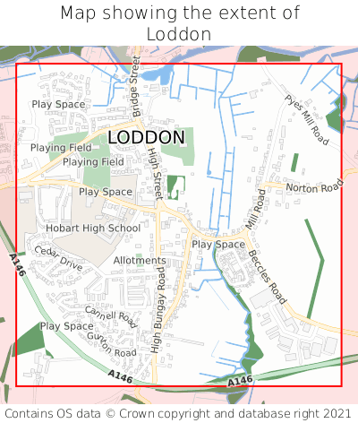 Map showing extent of Loddon as bounding box