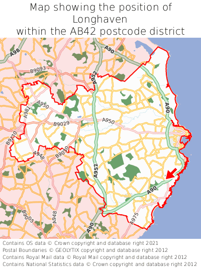 Map showing location of Longhaven within AB42