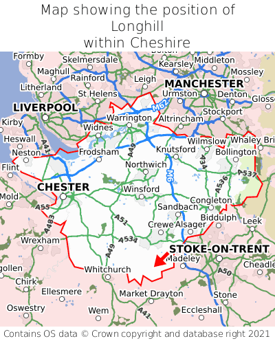Map showing location of Longhill within Cheshire