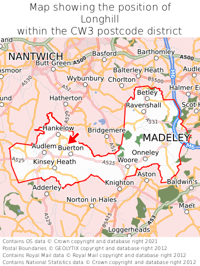 Map showing location of Longhill within CW3