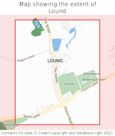 Map showing extent of Lound as bounding box