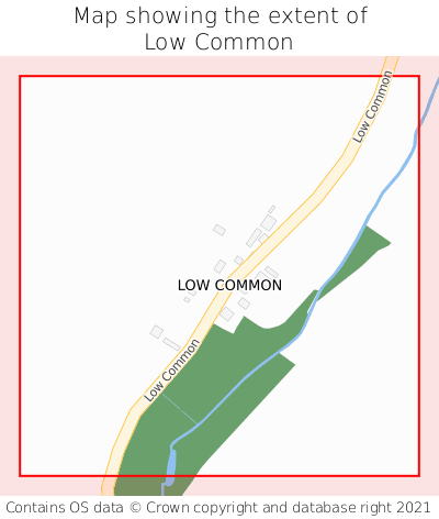 Map showing extent of Low Common as bounding box