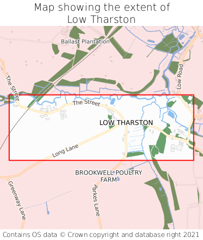 Map showing extent of Low Tharston as bounding box