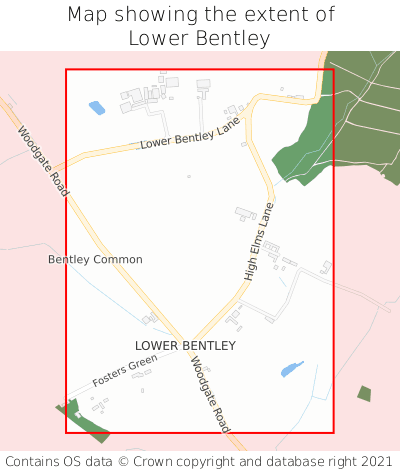 Map showing extent of Lower Bentley as bounding box