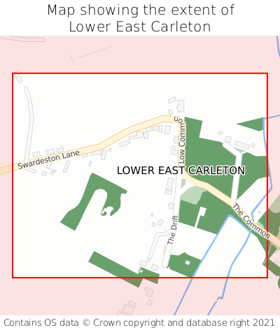 Map showing extent of Lower East Carleton as bounding box