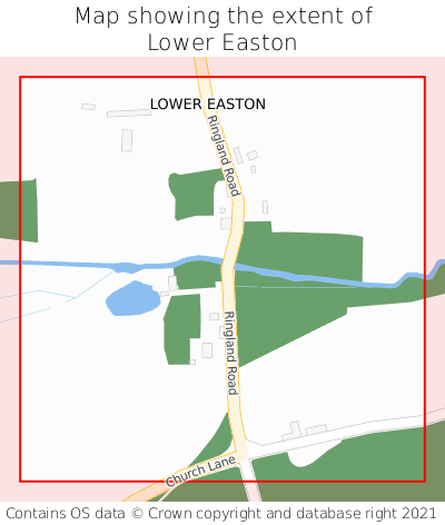 Map showing extent of Lower Easton as bounding box