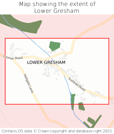 Map showing extent of Lower Gresham as bounding box