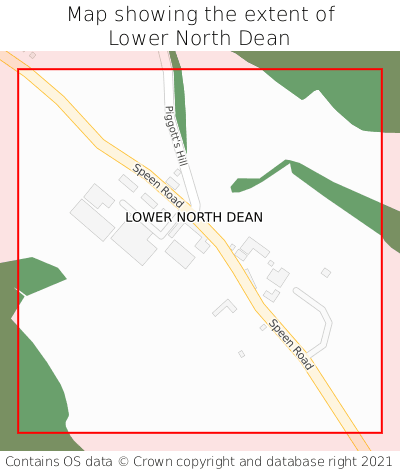 Map showing extent of Lower North Dean as bounding box