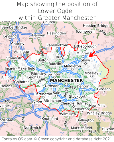 Map showing location of Lower Ogden within Greater Manchester