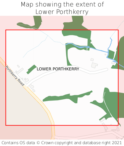 Map showing extent of Lower Porthkerry as bounding box