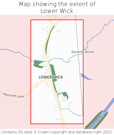 Map showing extent of Lower Wick as bounding box