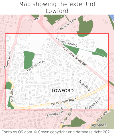 Map showing extent of Lowford as bounding box