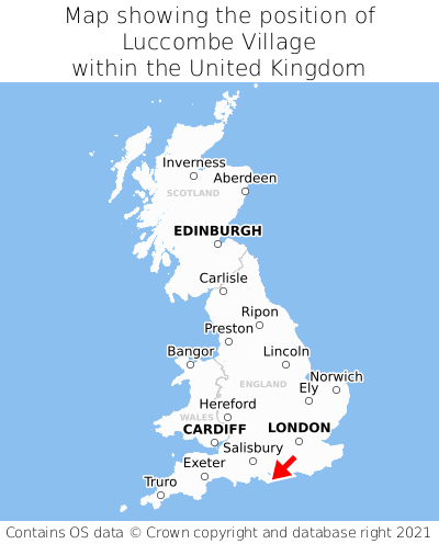 Map showing location of Luccombe Village within the UK