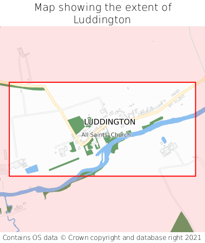 Map showing extent of Luddington as bounding box