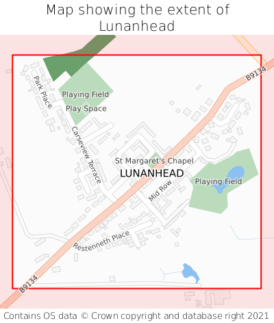 Map showing extent of Lunanhead as bounding box