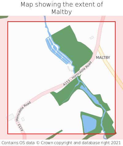 Map showing extent of Maltby as bounding box