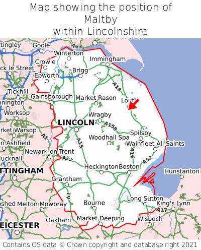 Map showing location of Maltby within Lincolnshire