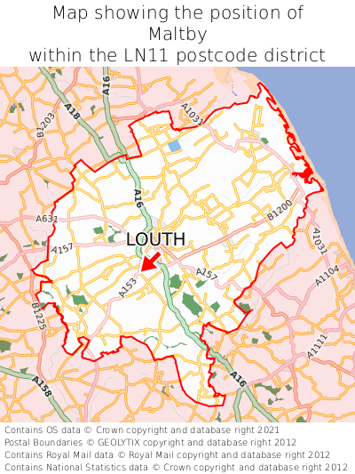 Map showing location of Maltby within LN11