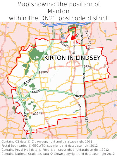 Map showing location of Manton within DN21