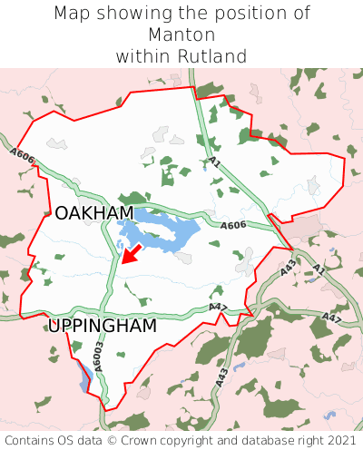 Map showing location of Manton within Rutland