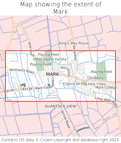 Map showing extent of Mark as bounding box