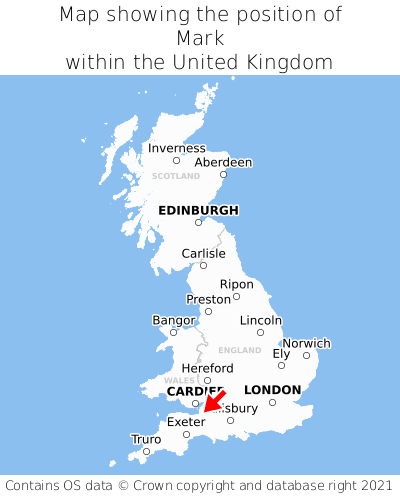 Map showing location of Mark within the UK