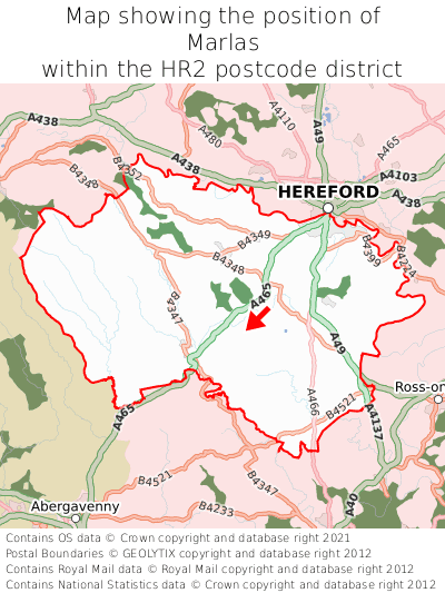 Map showing location of Marlas within HR2